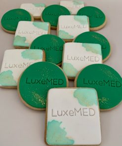 Custom Corporate Embossed Cookies in brand colours