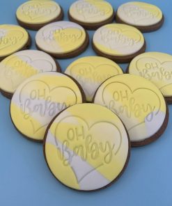 Oh Baby Cookies finished in marbled yellow fondant
