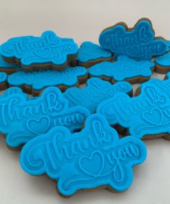 Thank You shaped decorated cookies