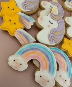 Unicorns, Rainbows and shooting stars decorated cookies