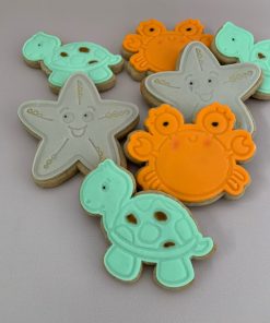 Rockpool sea creature decorated cookies